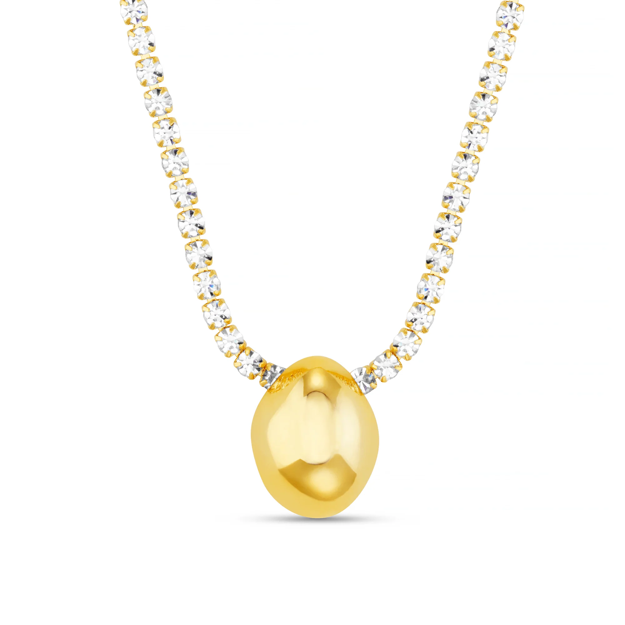 Tennis Chain & Polished Drop Necklace