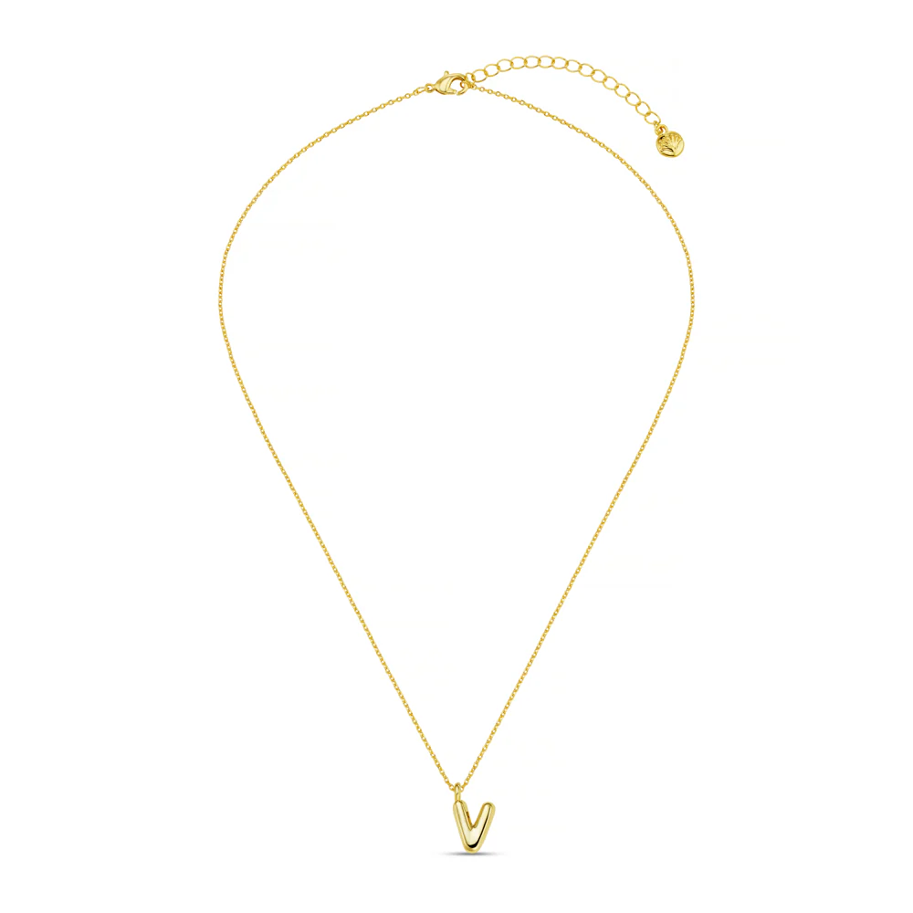 V Bubble Initial Necklace - Image 3