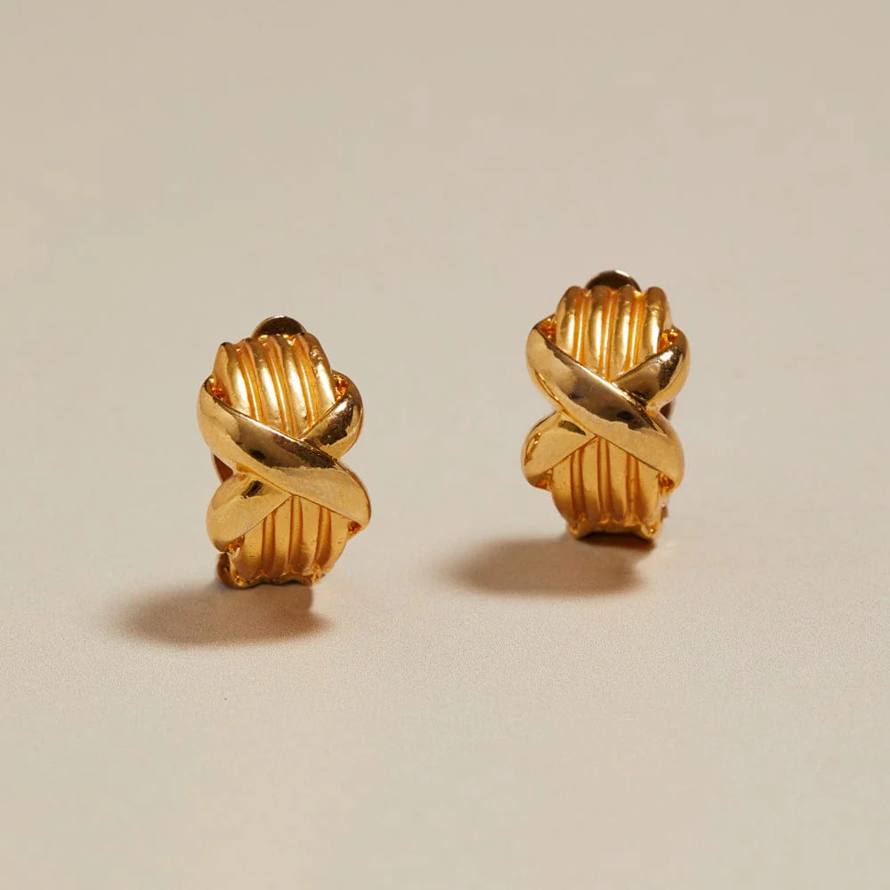 Vintage Cross Domed Clip-On Earrings