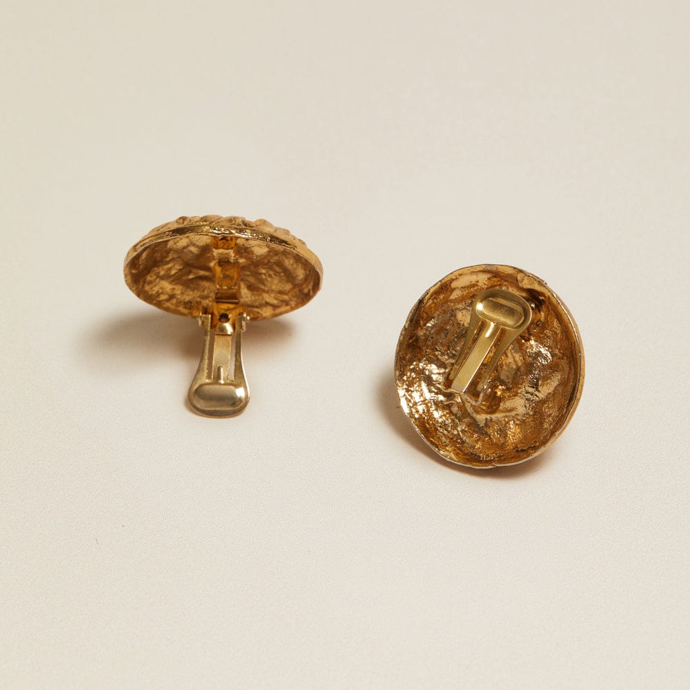 Vintage Statement Round Detailed Clip-On Earrings - Image 3