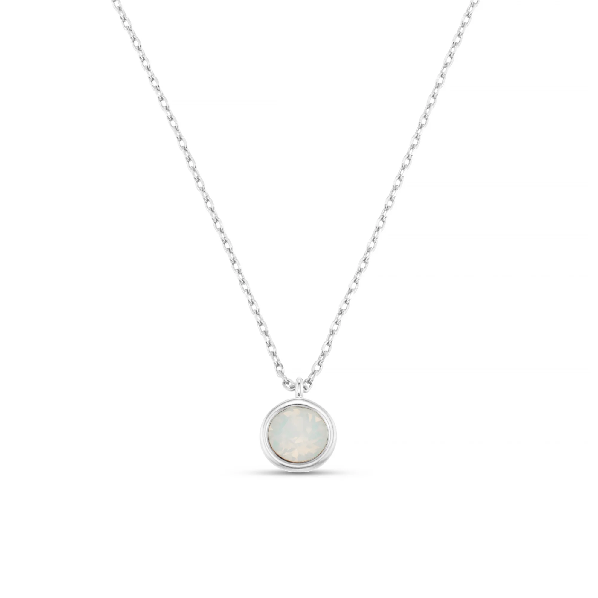 White Opal Necklace Made With Swarovski® Crystals - Silver